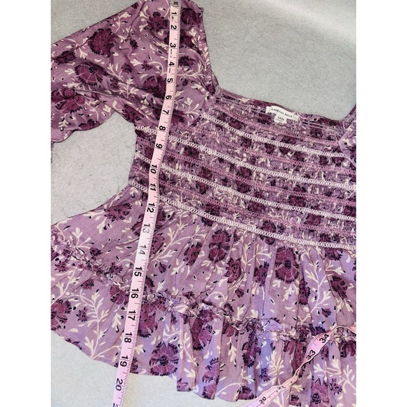 American Eagle Small Corset Smocked Baby Doll Y2K Top Milkmaid Cottage Core - Picture 6 of 7